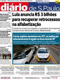 Capa do jornal Diário de São Paulo 14/06/2023