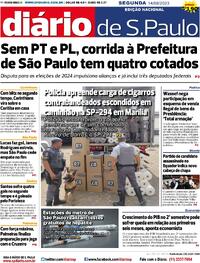 Capa do jornal Diário de São Paulo 14/08/2023