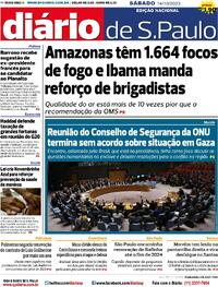 Capa do jornal Diário de São Paulo 14/10/2023