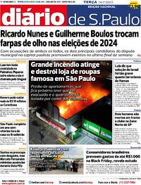 Capa do jornal Diário de São Paulo 14/11/2023
