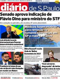 Capa do jornal Diário de São Paulo 14/12/2023