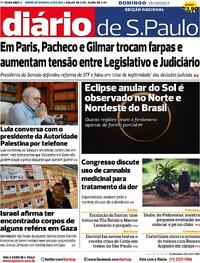Capa do jornal Diário de São Paulo 15/10/2023
