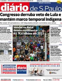 Capa do jornal Diário de São Paulo 15/12/2023