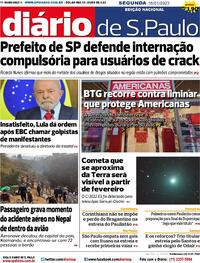Capa do jornal Diário de São Paulo 16/01/2023