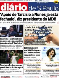 Capa do jornal Diário de São Paulo 16/08/2023