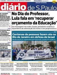 Capa do jornal Diário de São Paulo 16/10/2023