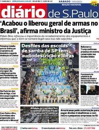 Capa do jornal Diário de São Paulo 18/02/2023