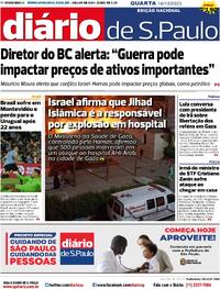 Capa do jornal Diário de São Paulo 18/10/2023