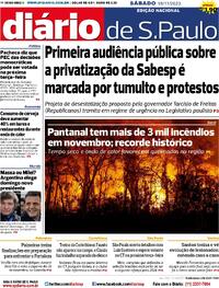 Capa do jornal Diário de São Paulo 18/11/2023