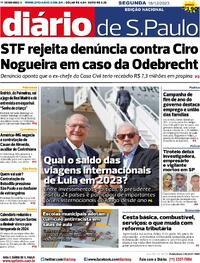 Capa do jornal Diário de São Paulo 18/12/2023