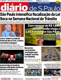 Capa do jornal Diário de São Paulo 19/09/2023