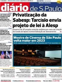 Capa do jornal Diário de São Paulo 19/10/2023