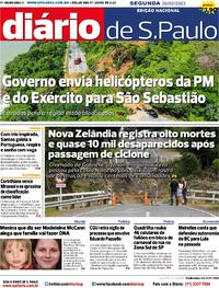 Capa do jornal Diário de São Paulo 20/02/2023