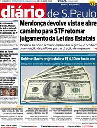Capa do jornal Diário de São Paulo 20/06/2023
