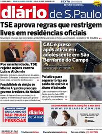 Capa do jornal Diário de São Paulo 20/10/2023