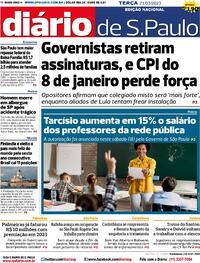 Capa do jornal Diário de São Paulo 21/03/2023