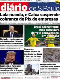Capa do jornal Diário de São Paulo 21/06/2023