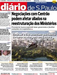 Capa do jornal Diário de São Paulo 21/07/2023