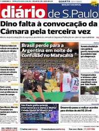 Capa do jornal Diário de São Paulo 22/11/2023