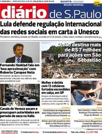 Capa do jornal Diário de São Paulo 23/02/2023
