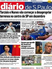 Capa do jornal Diário de São Paulo 23/11/2023