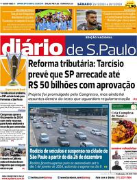 Capa do jornal Diário de São Paulo 23/12/2023
