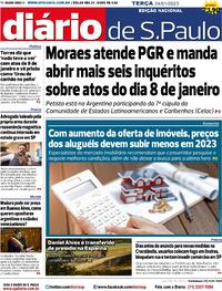 Capa do jornal Diário de São Paulo 24/01/2023