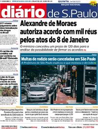 Capa do jornal Diário de São Paulo 24/08/2023