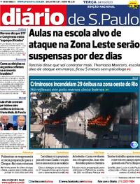 Capa do jornal Diário de São Paulo 24/10/2023