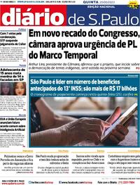 Capa do jornal Diário de São Paulo 25/05/2023