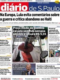 Capa do jornal Diário de São Paulo 25/06/2023
