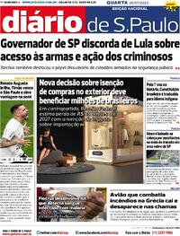 Capa do jornal Diário de São Paulo 26/07/2023