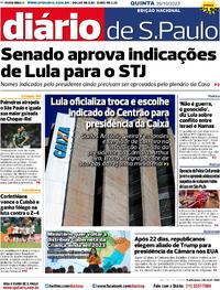 Capa do jornal Diário de São Paulo 26/10/2023