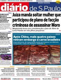 Capa do jornal Diário de São Paulo 27/03/2023