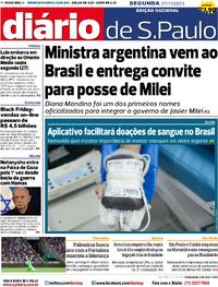 Capa do jornal Diário de São Paulo 27/11/2023
