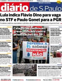 Capa do jornal Diário de São Paulo 28/11/2023