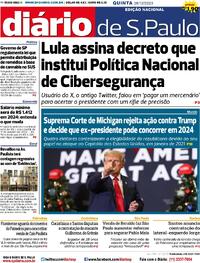 Capa do jornal Diário de São Paulo 28/12/2023