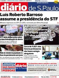 Capa do jornal Diário de São Paulo 29/09/2023
