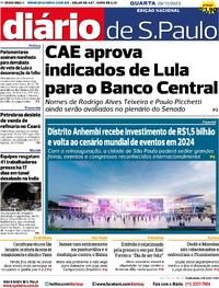 Capa do jornal Diário de São Paulo 29/11/2023