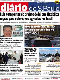 Capa do jornal Diário de São Paulo 29/12/2023