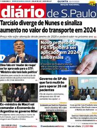 Capa do jornal Diário de São Paulo 30/11/2023