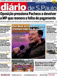 Capa do jornal Diário de São Paulo 30/12/2023