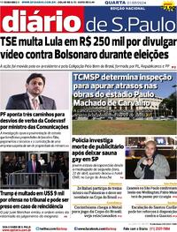 Capa do jornal Diário de São Paulo 01/05/2024