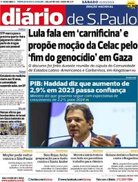 Capa do jornal Diário de São Paulo 02/03/2024