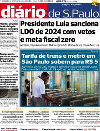 Capa do jornal Diário de São Paulo 03/01/2024