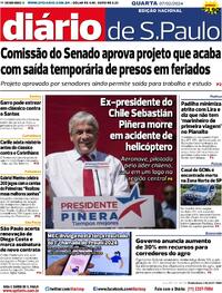 Capa do jornal Diário de São Paulo 07/02/2024