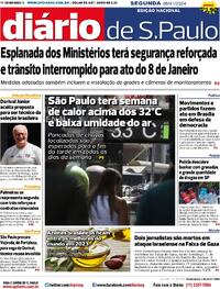 Capa do jornal Diário de São Paulo 08/01/2024