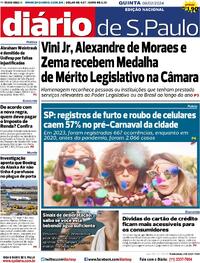 Capa do jornal Diário de São Paulo 08/02/2024