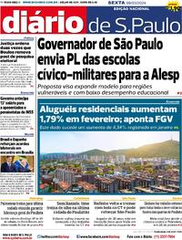 Capa do jornal Diário de São Paulo 08/03/2024