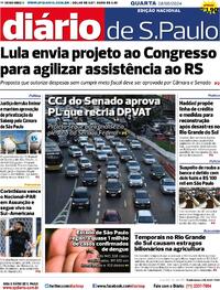 Capa do jornal Diário de São Paulo 08/05/2024